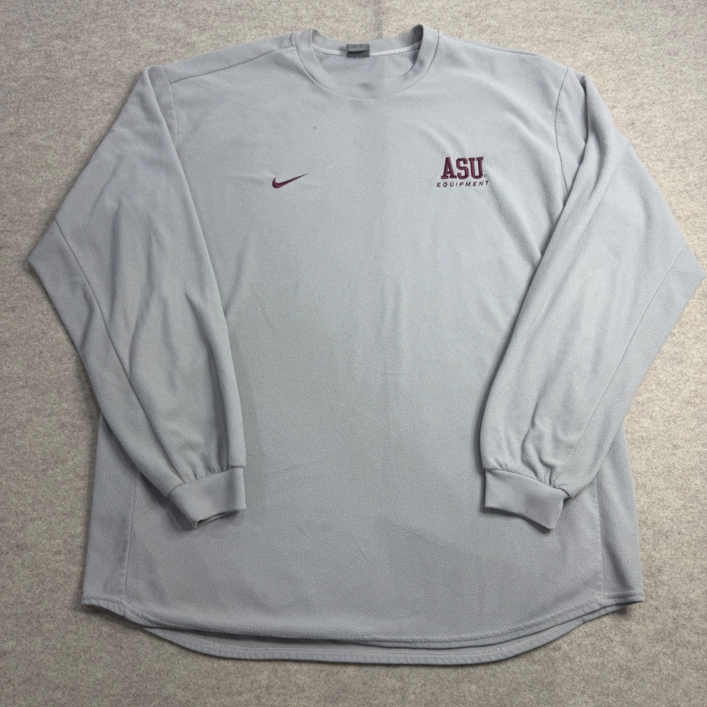 Nike ASU Arizona State University Equipment Fleece Crewneck Sweatshirt Grey 2XL